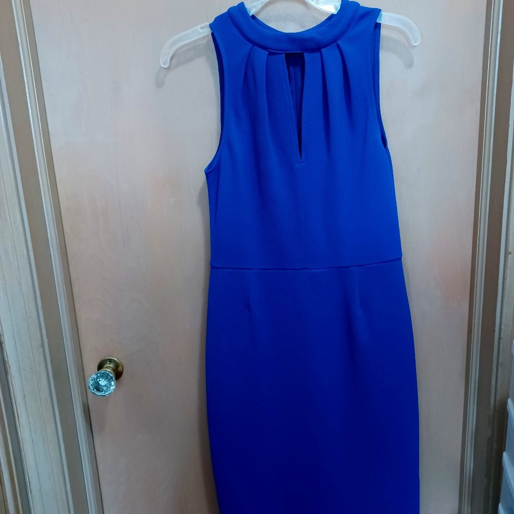 Blue halter-neck sleeveless dress